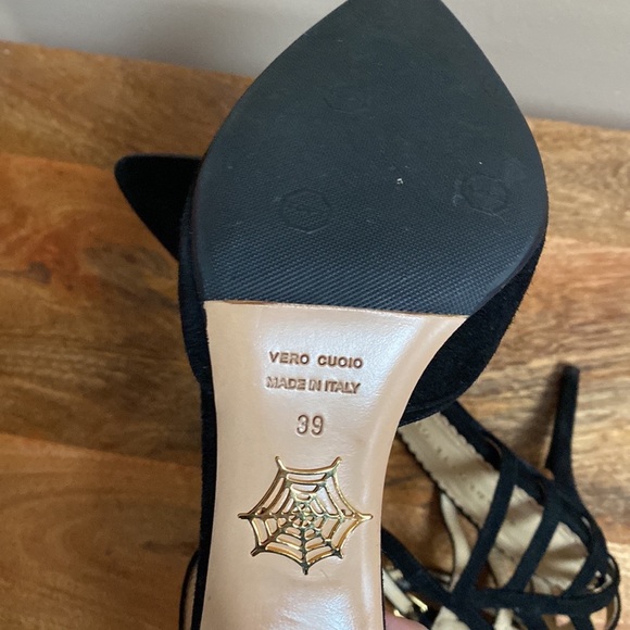 Charlotte Olympia Black Suede Aranea Spider Web d'Orsay Pump Heels Shoes - Picture 10 of 15